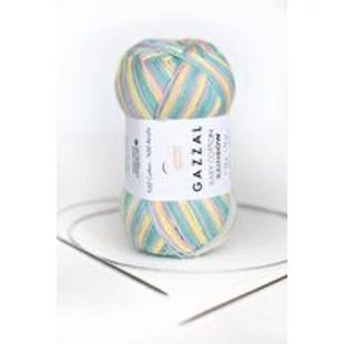   Gazzal Baby Cotton Rainbow kötőfonal - sárga-zöld-rózsaszín  # GBCR-481