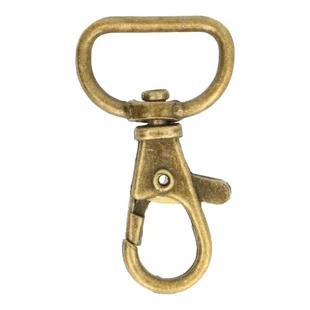   Karabíner 4,5 cm hosszú 2 cm-es félkarikával - sötét bronz  # KK103-AGO