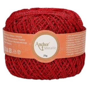 Anchor Metallic Fine horgolófonal - piros csillogó # MA00318