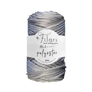   Retwisst Filars XL Polyester makramé és zsinórfonal 4 mm - ezüst # RT-F-XL-003