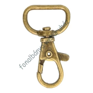   Karabíner 4,5 cm hosszú 2 cm-es félkarikával - sötét bronz  # KK103-AGO