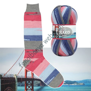  Nako Boho zoknifonal - kék-szürke-piros # NB81740