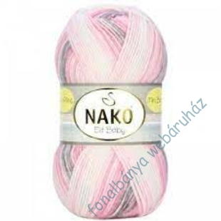   Nako Elit Baby Mini Batik kötőfonal - rózsaszín-fehér-szürke  # 32419