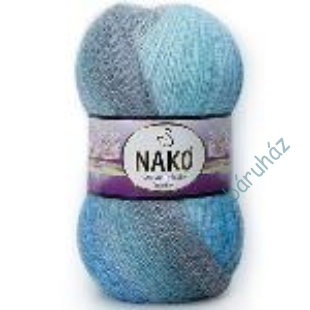   Nako Mohair Delicate Colorflow kötőfonal - szürke-türkiz-kék # 28084
