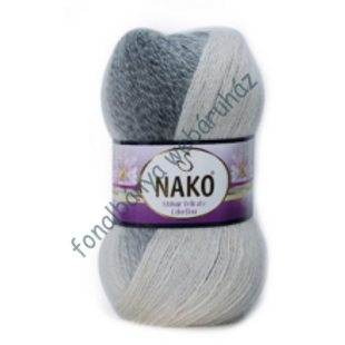   Nako Mohair Delicate Colorflow kötőfonal - szürke és tört fehér # 28092