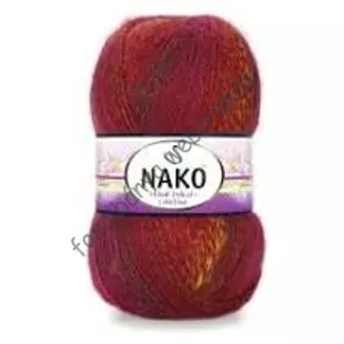   Nako Mohair Delicate Colorflow kötőfonal - bordó és okker  # 7131