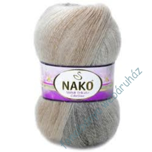   Nako Mohair Delicate Colorflow kötőfonal - mogyoró és kék # 7247