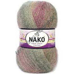   Nako Mohair Delicate Colorflow kötőfonal - mogyoró-zöld-kék-meggy # 76037