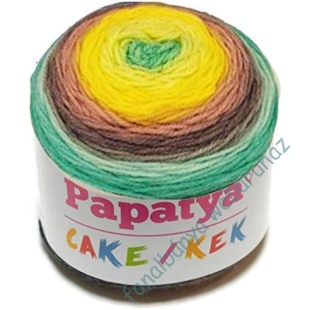 Kép 2/3 -   Papatya Kek Cake kötőfonal - zöld-sárga-mályva-  # 208